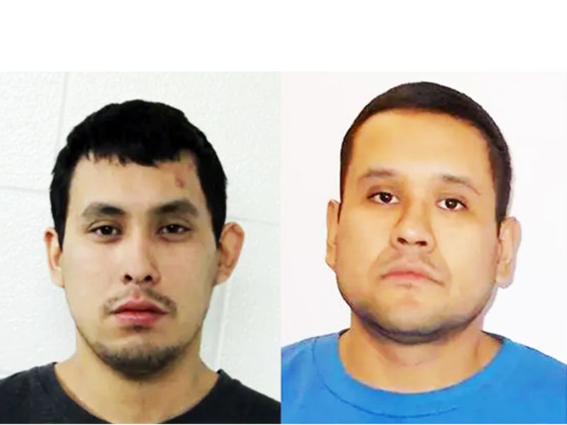 Damien Sanderson, left, and Myles Sanderson are being sought by police in connection with the stabbings