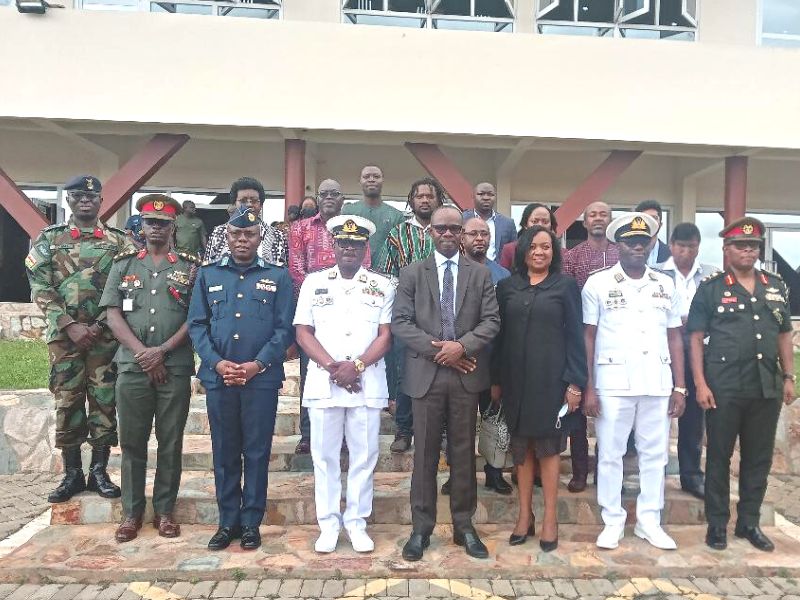 The CDS Vice Admiral Seth Amoama (3th left) & AG Director-General of CSA, Dr Albert Antwi Boasiako (m) in group photograph