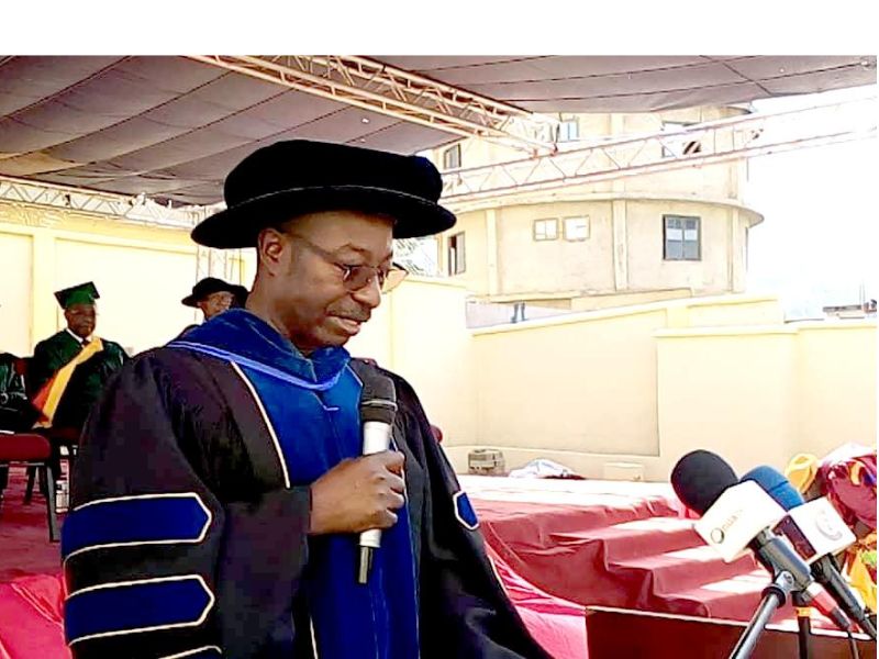 The President and Founder for All Nations University, a Koforidua based private university, Dr. Samuel H. Donkor addressing the gathering