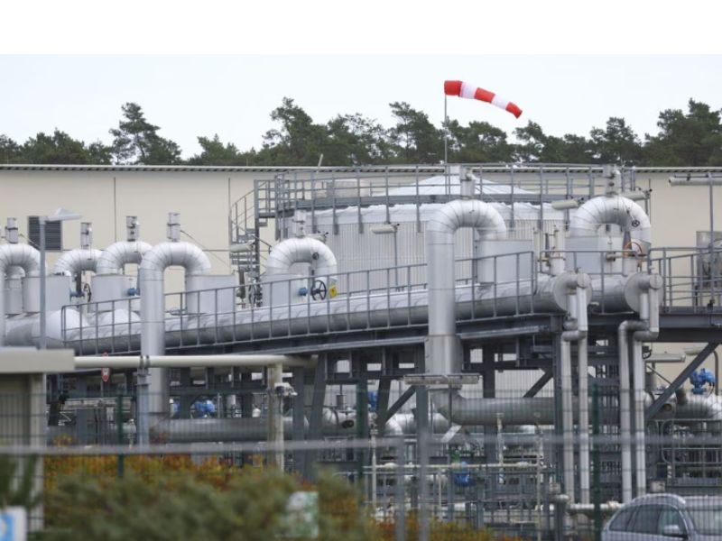 A wind gauge flutters over the landfall facility of the Baltic Sea gas pipeline Nord Stream 1 in Lubmin, Germany, September 19, 2022