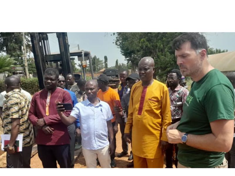 Sunyani West MCE Evans Kusi Boadu(2nd right) and Rev. Br Patrick Sokuu, Principal of Don Bosco Technical Institute(right) inspecting the installation
