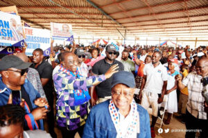 Alan acknowledging cheers from delegates at Sogakope