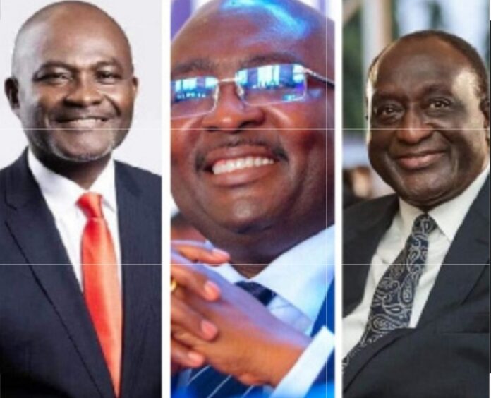 The leading contestants from left - Kennedy Ohene Agyapong, Dr. Mahamudu Bawumia and Alan Kwadwo Kyerematen
