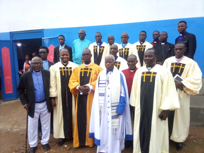 A group photograph of the Founder and General Overseer , Bishop Stephen Yuiah (3rd from left) with newly ordained pastors , evangelist and senior pastors