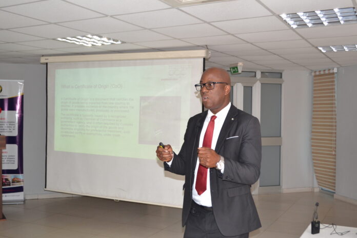 Charles Arthur Ntiri, Head of Exports at the Ghana Chamber of Commerce, doing a presentation. Pictures by Eric Owiredu