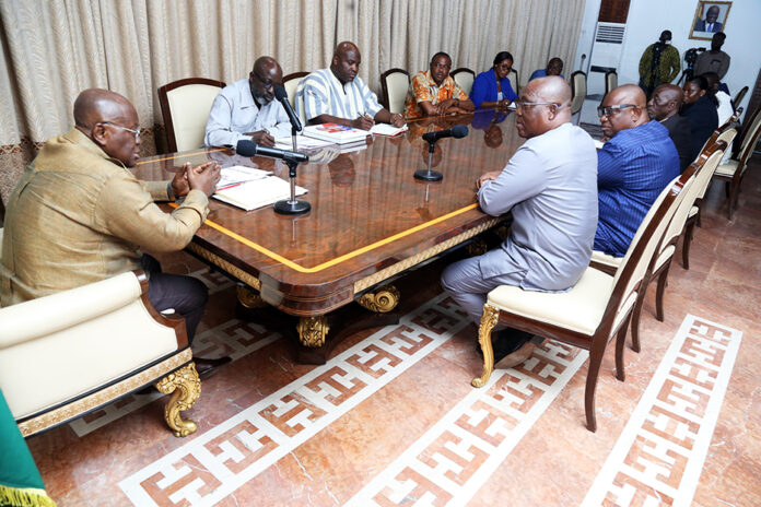 President Akufo-Addo addressing a delegation from GHALCA led by Kudjoe Fianoo, President of the group.