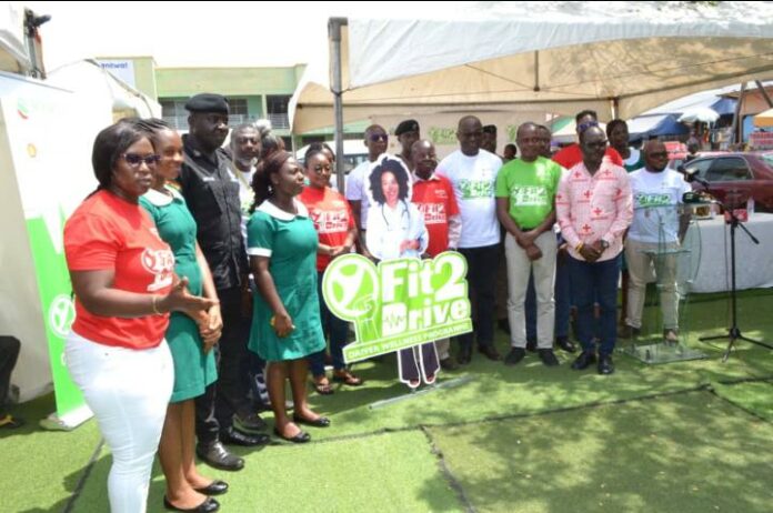 A group photograph of officials of Vivo Energy, MTTD, DVLA and NRSA as well as some nurses. Pix by Eric Owiredu