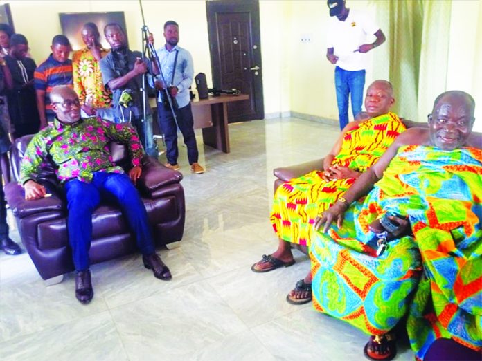 AwulaeAmihereKpanyile (left), Acting President and Angamatuo Gyan, Acting vice president in a meeting with the GNPC delegation