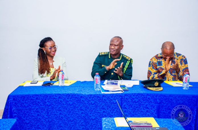 The Comptroller General Of Immigration Flanked By The Head Of ICMD Ghana And Police Consultant At The Opening Ceremony Of The Validation Meeting