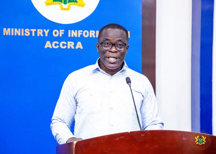 Mr. Ignatius Baffour Ewuah, Minister for Employment, Labour Relations and Pensions addressing the media.
