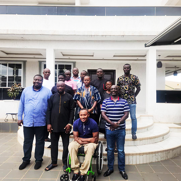 The Chairman of the Ashanti Region Reconciliation Team, Amb. Edward Boateng, in a group photograph with former executives of Ejisu constituency