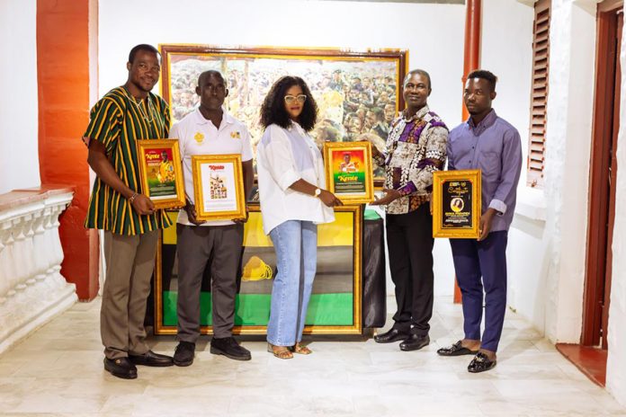 Mrs. Rachel Owusu (middle) presented the awards to the Manhyia Palace Museum on behalf of Amma Prempeh.