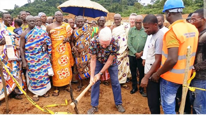 Walter Hughes Jr breaking grounds for the commencement of ultramodern Toilet facility at Okyerekrom near Akrofuom