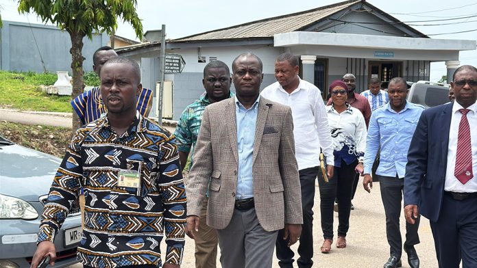WR Minister Joseph Nelson (middle) together with management of Takoradi hospital inspecting the hospital