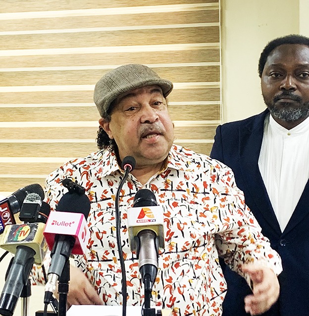 A United States national and International Director of Humanitarian Project Ghana, Mr. Michael Bass,speaking at the news conference .