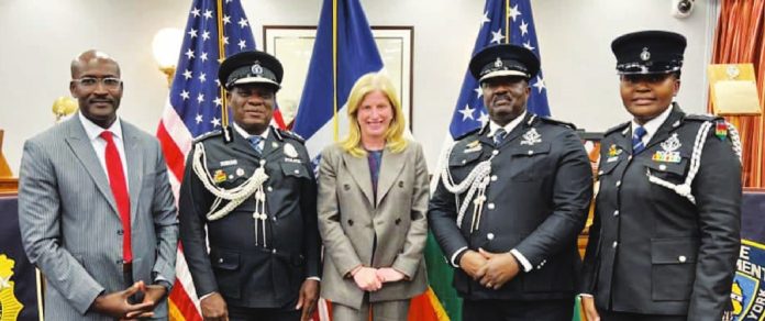 From Left to Right FBI Attache Abass Golfrey, IGP Christian T. Yohuno, Commissioner Jessica Tsch, COP Michael N. Frempong, and ASP Sarah Marfo