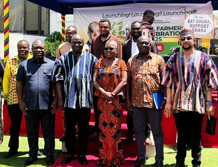 The Minister for Food and Agriculture, Eric Opoku in a group Photograph with officials at the launch ceremony.