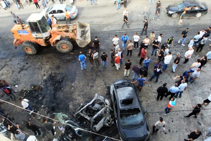 The site of an Israeli drone attack on a vehicle in the southern Lebanese village
