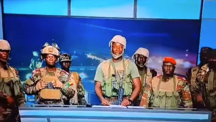 The soldiers appeared on state TV to say they were suspending the constitution