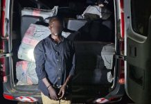 Police Reject GH¢150,000 Bribe, Seize 713 Slabs of Suspected Narcotic Drugs at Asanso Police handcuff suspect Atampugri Akanyani for further investigations.