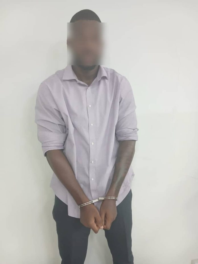 The suspect, Nhyira Papa Kojo Egyir Hayford, who has been arrested by the police and is assisting with investigations.