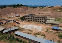 Western Regional Minister Cracks Down on Illegal Mining Near Basic School Areas around New Cooperative Academy at Wassa Gyapa in the Western Region devastated by galamsey activities.