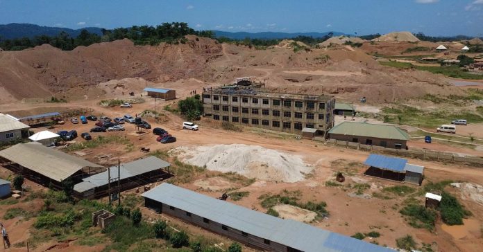 Areas around New Cooperative Academy at Wassa Gyapa in the Western Region devastated by galamsey activities.