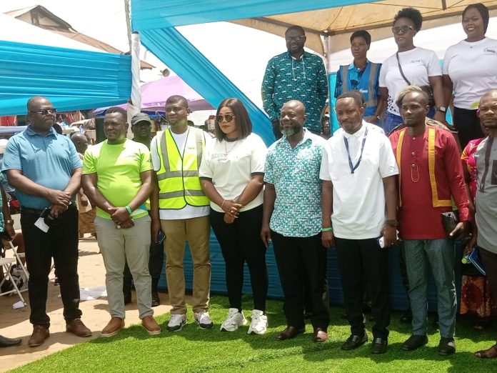 The Eastern Regional Directorate of the National Health Insurance Authority (NHIA) and its partner, the Ghana Health Service, in a group picture after they officially launched the Free Primary Healthcare Initiation