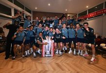 Saka calls out critics as Arsenal players celebrate title at Emirates