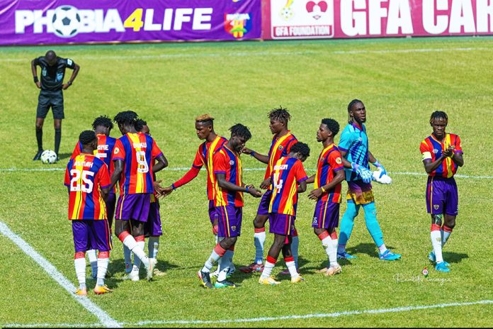 Hearts of Oak players before kick off