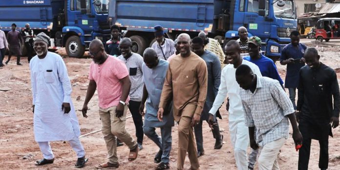 MP Muntaka Mubarak (3rd right), MCE and officials of Asokore Mampong Assembly on inspection