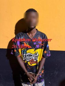 Kpachen Ebenezer, 27, one of the suspects assisting the police with investigations.