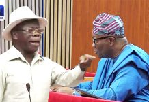 Heated Exchange between Oshiomhole, Akpabio disrupts Senate Plenary for 15 Minutes