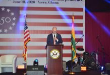 US-Ghana Trade Hits $4bn In 2025 The Acting Chargé d’Affaires of the U.S. Embassy in Ghana, Rolf Olson, addressing guests during the celebration of the 250th Independence Anniversary of the United States of America in Accra.