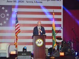US-Ghana Trade Hit $4bn In 2025 The Acting Chargé d’Affaires of the U.S. Embassy in Ghana, Rolf Olson, addressing guests during the celebration of the 250th Independence Anniversary of the United States of America in Accra.