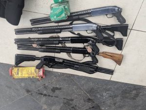 Ammunition and other exhibits recovered by police from suspects alleged to be linked to Nana Akofera, brother of Sarah Adwoa Sarfo.