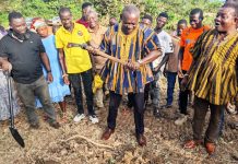 Prestea MP cuts Sod for construction of Classroom Blocks at Abekakrom, Prestea Gambia