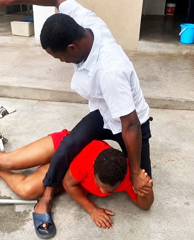 Nortey Apafio assaulting the student