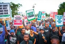 Oyo abduction: ‘Tinubu must go’ –Angry protesters storm Abuja streets