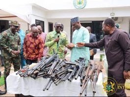 NAIMOS Hands Over Seized Firearms as Interior Minister Pledges Transparency on Galamsey Seizures