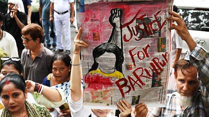 A protest in Kolkata against the rape and murder of the 11-year-old in Baruipur
