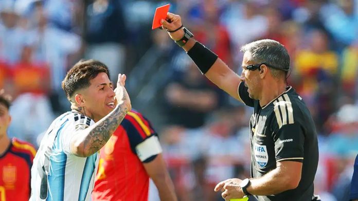 Enzo Fernandez sees red