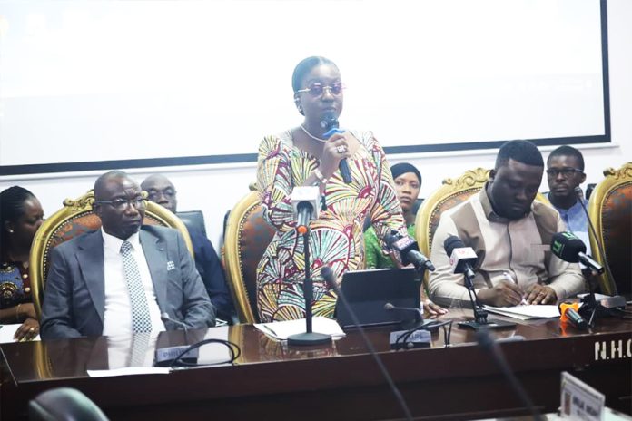 Madam Obuobia Darko-Opoku, Administrator of GMTF flanked by Ashanti, Bono East Regional Ministers addressing the forum