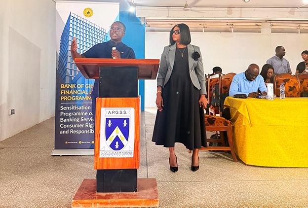 Mr. Godfred Cudjoe addressing the students at the program