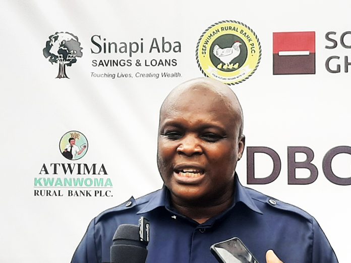 Prof. Randolph Nsor-Ambala DBG CEO addressing the media