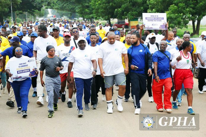 The Directors of the Tema and Takoradi Ports and staff at the health walk