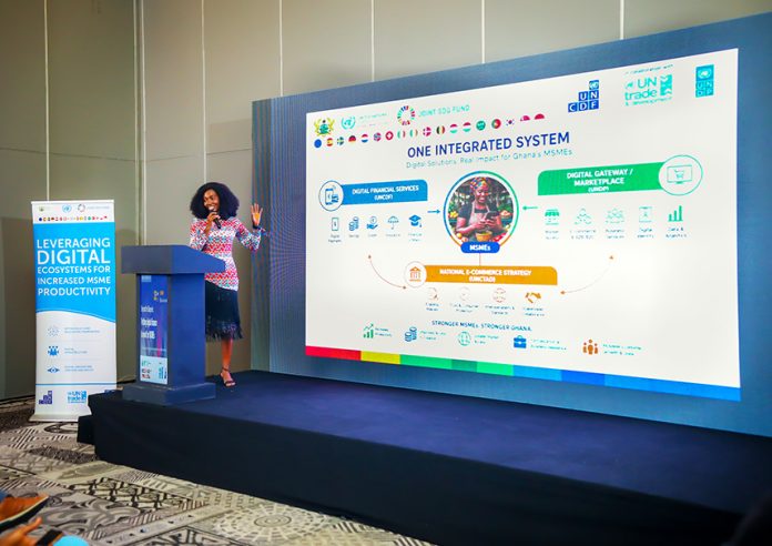 The lead speaker educating the participants on digital economy
