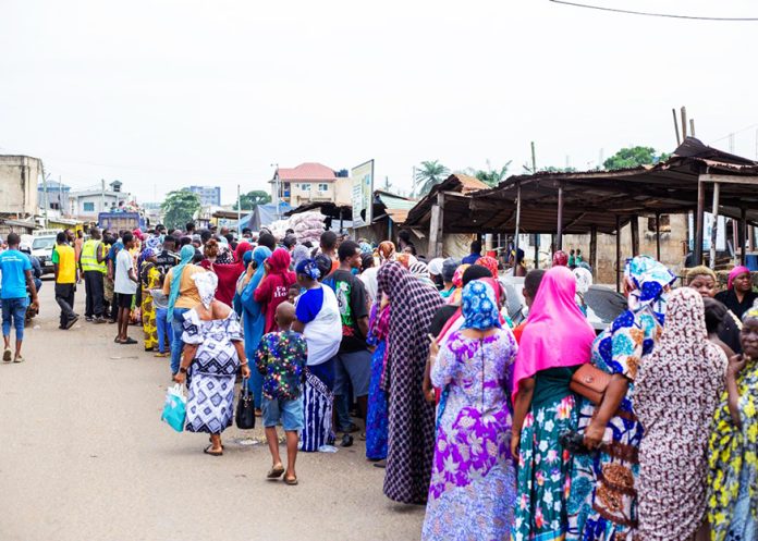 The people queued to collect some of the donated items
