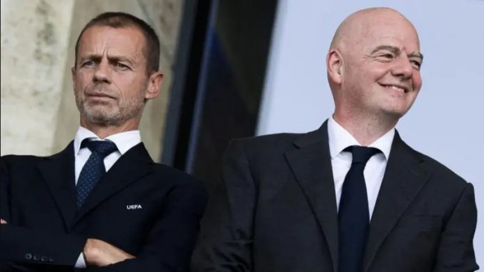 Uefa president Aleksander Ceferin (left) has been firmly against many changes driven by Fifa counterpart Gianni Infantino (right)