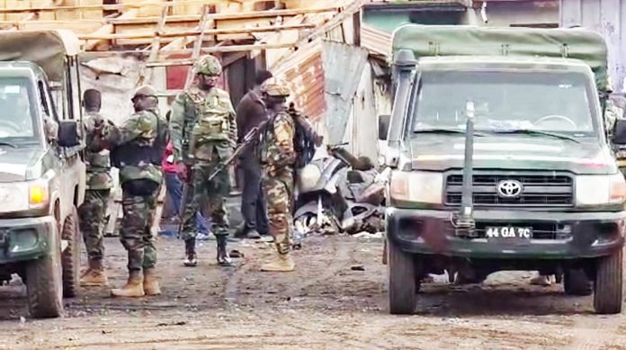 Military personnel were there to ensure order during the exercise